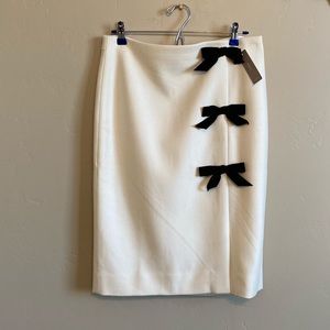 NWT J Crew velvet bow cream pencil skirt size 10